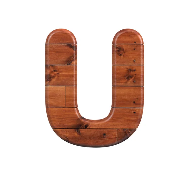 Wood letter U - Capital 3d wooden plank font - suitable for nature, ecology or decoration related subjects — Stock Photo, Image