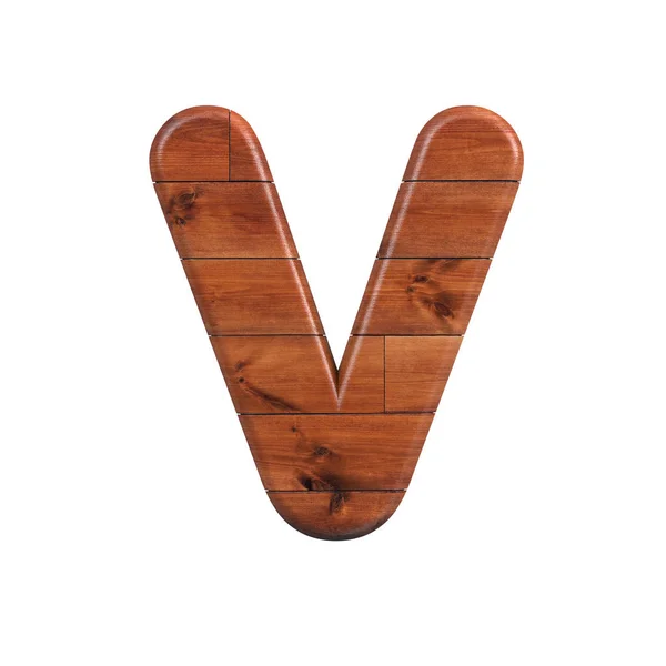 Hout letter V-hoofdletters 3D houten plank font-geschikt voor natuur, ecologie of decoratie gerelateerde onderwerpen — Stockfoto