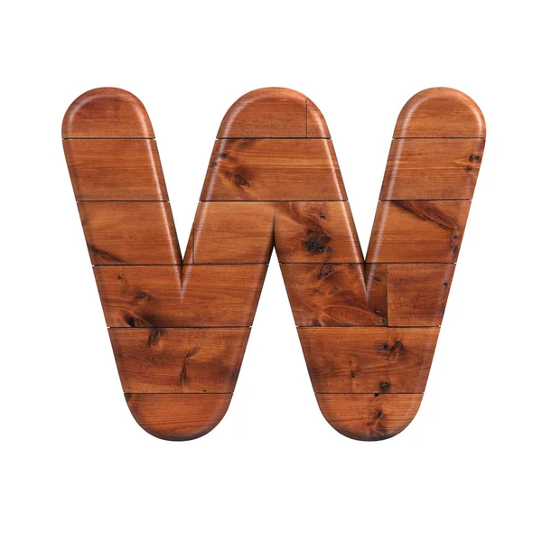 Lettre en bois W - police de caractères en planche de bois 3d majuscule - adaptée à la nature, à l'écologie ou à la décoration — Photo