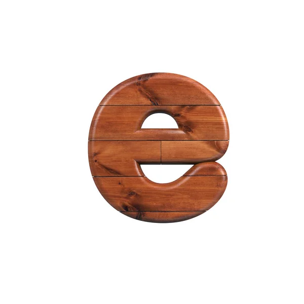 Hout letter E-kleine-case 3D houten plank font-geschikt voor natuur, ecologie of decoratie aanverwante onderwerpen — Stockfoto