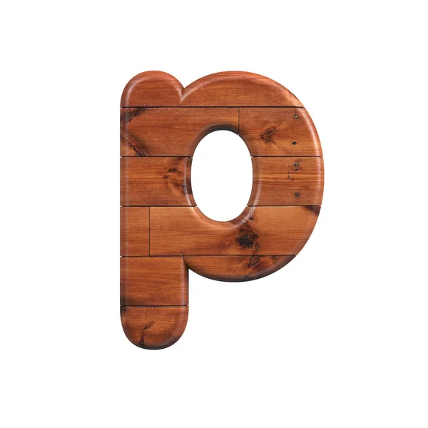 Letra de madera P - letra de tablón de madera 3d minúscula - Adecuado para temas relacionados con la naturaleza, ecología o decoración — Foto de Stock