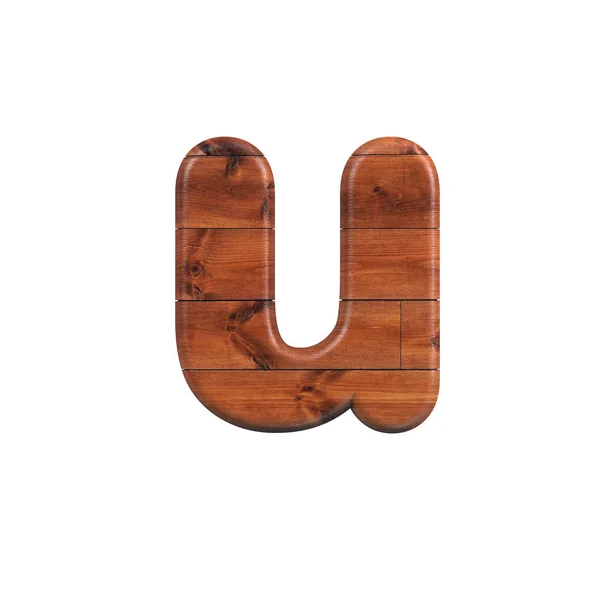 Letra de madera U - pequeña fuente de tablón de madera 3d - Adecuado para temas relacionados con la naturaleza, la ecología o la decoración — Foto de Stock