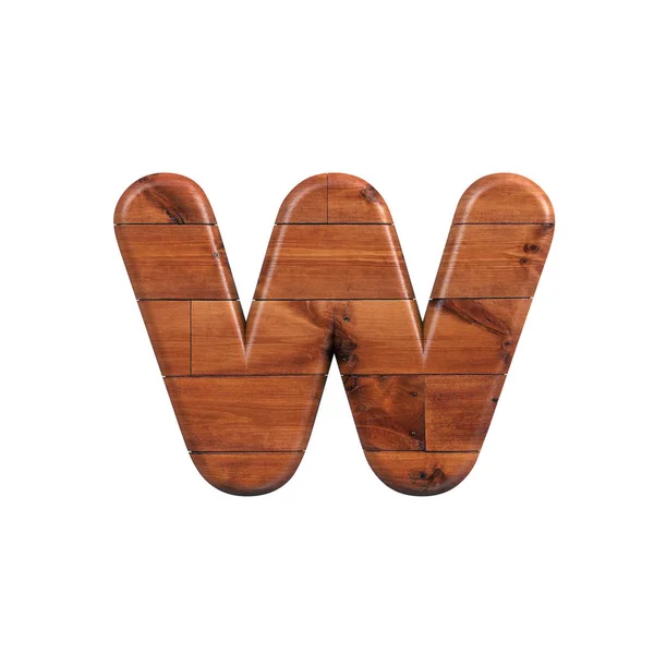 Wood letter W - Lower-case 3d wooden plank font - Suitable for nature, ecology or decoration related subjects — Stock Photo, Image