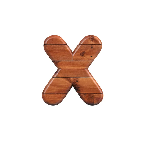 Trä brev X-liten 3D trä Plank font-lämplig för natur, ekologi eller dekoration relaterade ämnen — Stockfoto