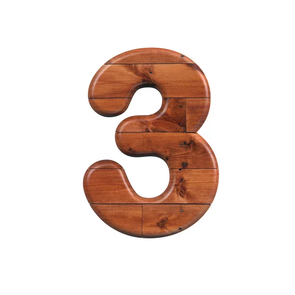 Wood number 3 -  3d wooden plank digit - Suitable for nature, ecology or decoration related subjects — Stock Photo, Image