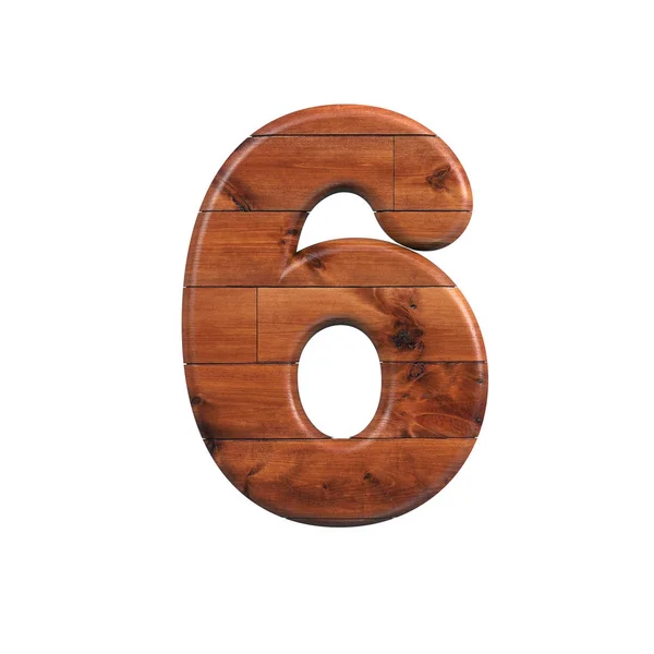 Wood number 6 -  3d wooden plank digit - Suitable for nature, ecology or decoration related subjects — Stock Photo, Image