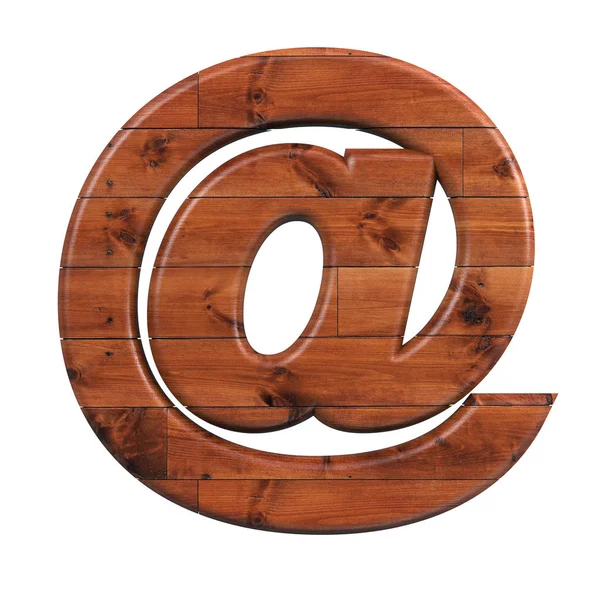 Wood email sign - 3d at sign wooden plank symbol - Suitable for nature, ecology or decoration related subjects — Stock Photo, Image