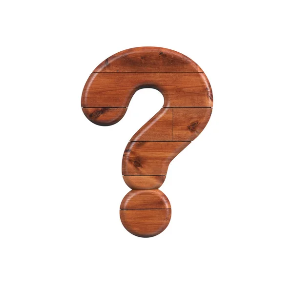 Punto de interrogación de madera - símbolo de tablón de madera 3d - Adecuado para temas relacionados con la naturaleza, ecología o decoración —  Fotos de Stock