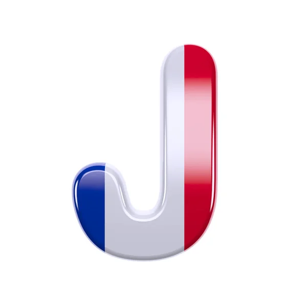 France letter J - Uppercase 3d French flag font - France, Paris or democracy concept — Stock Photo, Image