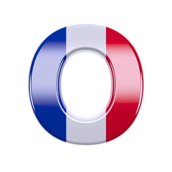 Frankrike bokstaven O-large 3D franska flaggan font-Frankrike, Paris eller demokrati koncept — Stockfoto