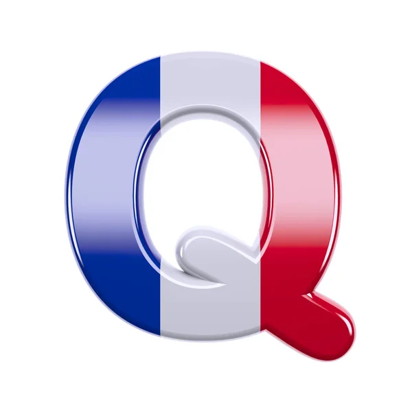 Frankrike brev Q-övre-fall 3D franska flaggan font-Frankrike, Paris eller demokrati koncept — Stockfoto