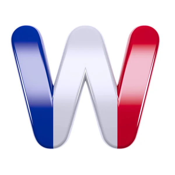 France letter W - Capital 3d French flag font - France, Paris or democracy concept — Stock Photo, Image