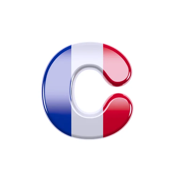Frankrijk letter C-kleine letters 3D Franse vlag font-Frankrijk, Parijs of democratie concept — Stockfoto
