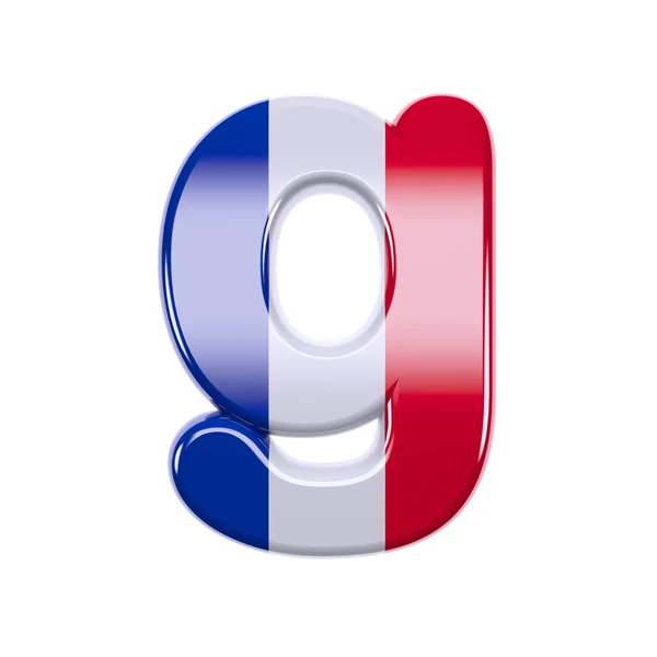 Francia letra G-pequeña 3D bandera francesa fuente-Francia, París o concepto de la democracia —  Fotos de Stock