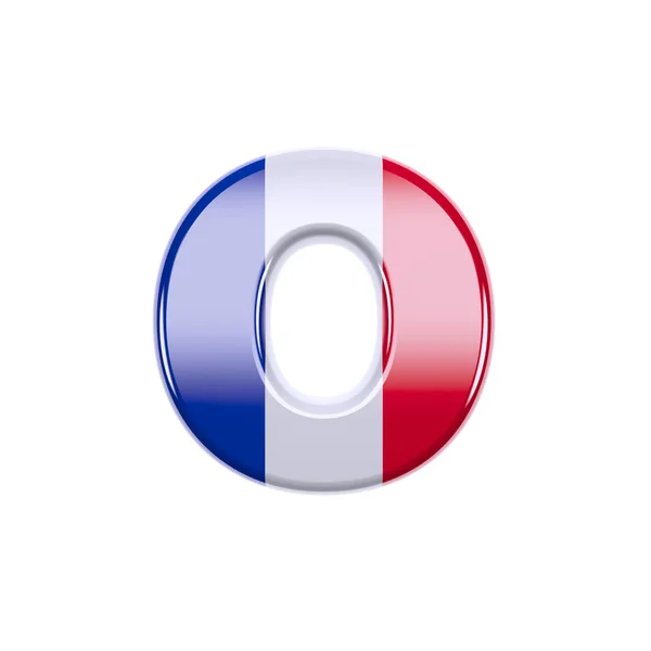 Frankrike bokstaven O-liten 3D franska flaggan font-Frankrike, Paris eller demokrati koncept — Stockfoto