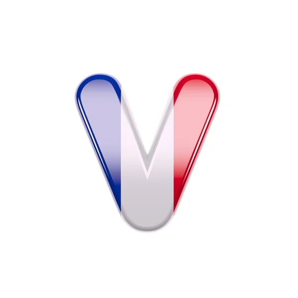 Francia lettera V - Piccolo carattere 3d bandiera francese - Francia, Parigi o concetto di democrazia — Foto Stock