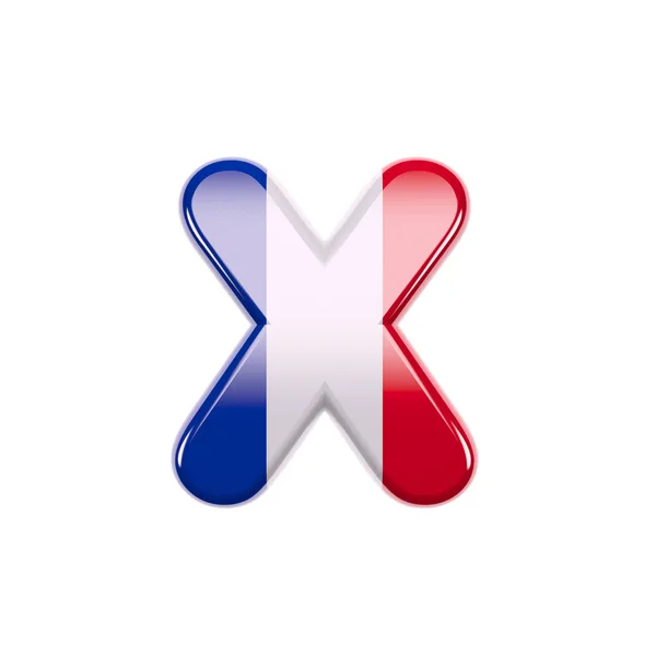 Francia lettera X - Piccolo carattere 3d bandiera francese - Francia, Parigi o concetto di democrazia — Foto Stock