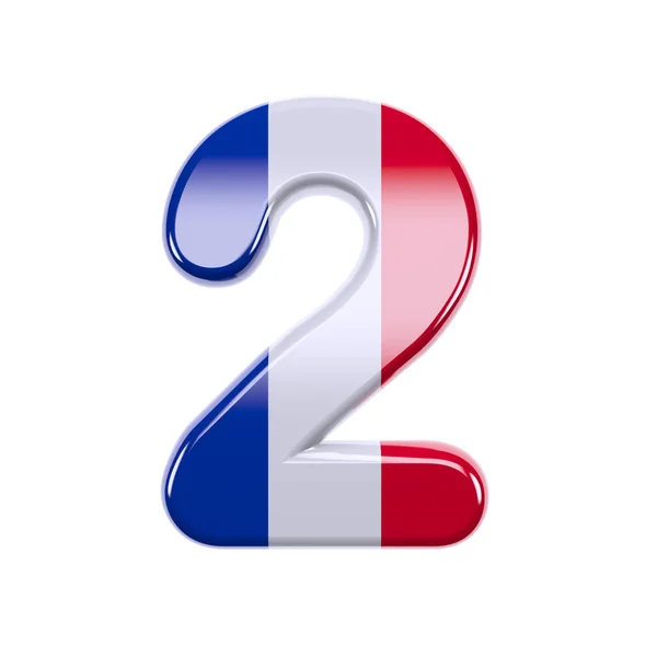 Frankrike nummer 2-3D franska flaggan siffra-Frankrike, Paris eller demokrati koncept — Stockfoto