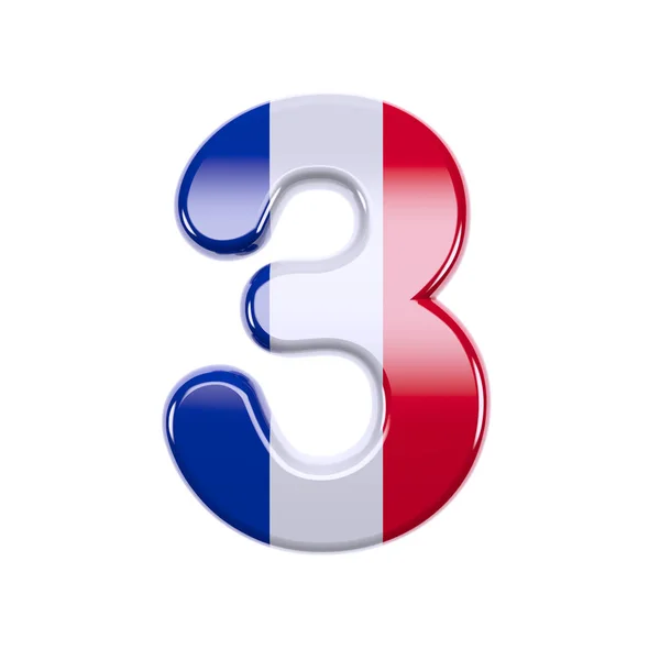 France number 3 -  3d French flag digit - France, Paris or democracy concept — Stock Photo, Image