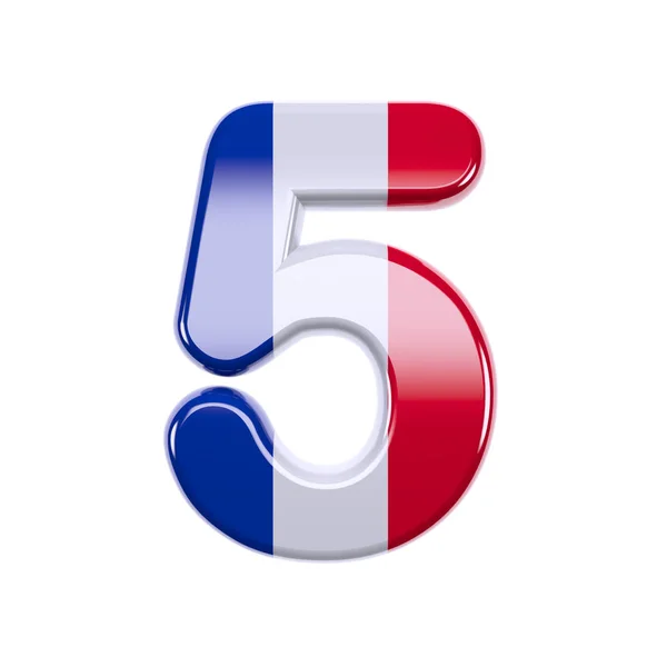 France number 5 -  3d French flag digit - France, Paris or democracy concept — Stock Photo, Image