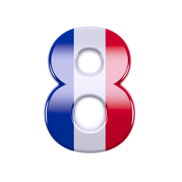 France number 8 -  3d French flag digit - France, Paris or democracy concept — Stock Photo, Image