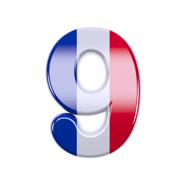 France number 9 -  3d French flag digit - France, Paris or democracy concept — Stock Photo, Image