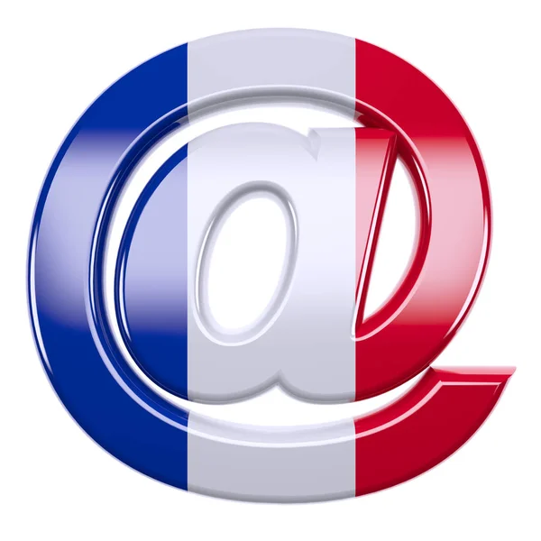 Francja e-mail Sign-at sign3d francuski symbol flagi-Francja, Paryż lub koncepcja demokracji — Zdjęcie stockowe
