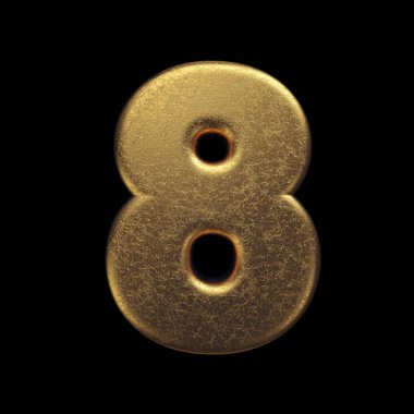 Gold number 8 -  3d precious metal digit - Suitable for fortune, business or luxury related subjects