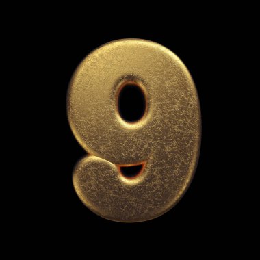 Gold number 9 -  3d precious metal digit - Suitable for fortune, business or luxury related subjects