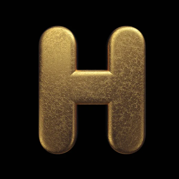 Золотая буква H - шрифт из драгоценного металла Upper-case 3d - подходит для богатства, бизнеса или предметов роскоши — стоковое фото