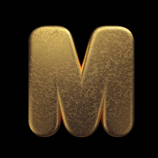 Guld bokstav M - Capital 3d ädelmetall typsnitt - lämplig för förmögenhet, affärer eller lyx relaterade ämnen — Stockfoto