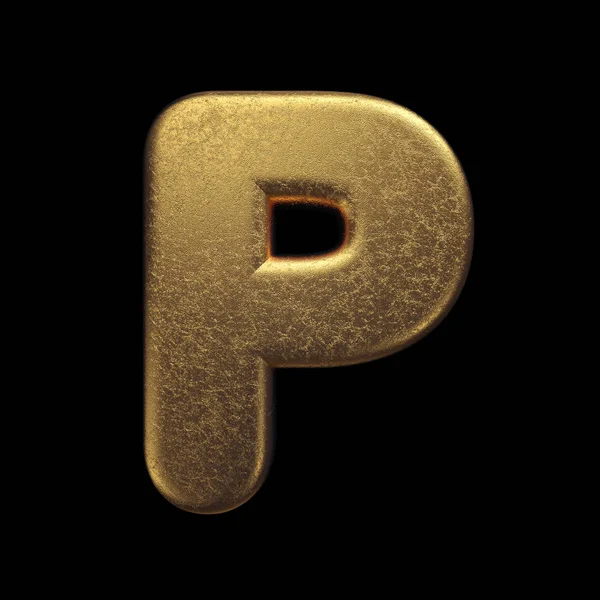 Letra de oro P - Fuente de metal precioso 3d mayúscula - adecuado para la fortuna, negocios o temas relacionados de lujo — Foto de Stock