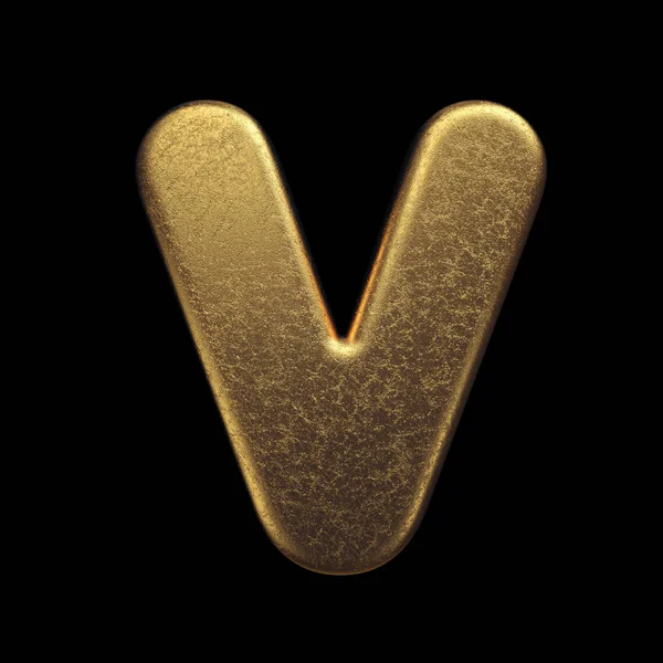 Lettre d'or V - Polices en métal précieux 3d majuscules - adaptées à des sujets liés à la fortune, aux affaires ou au luxe — Photo