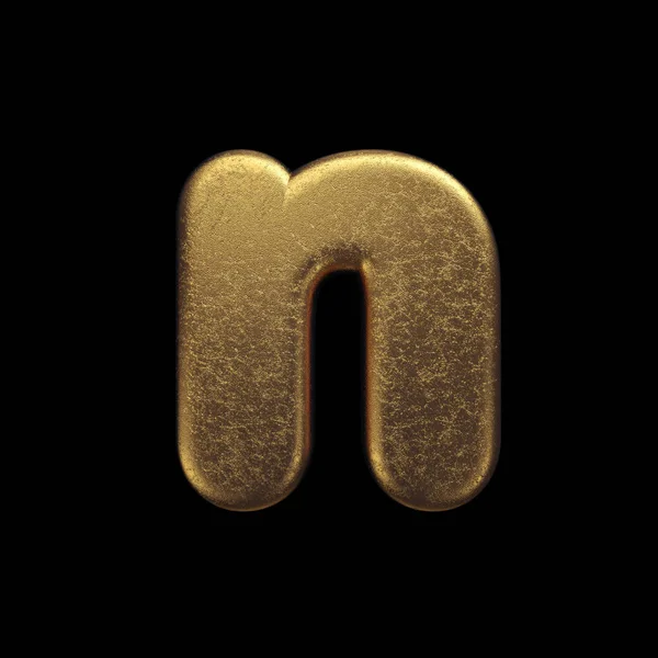 Arany betű N - Kis 3d nemesfém betűtípus - Alkalmas vagyon, üzlet vagy luxus témájú témákhoz — Stock Fotó