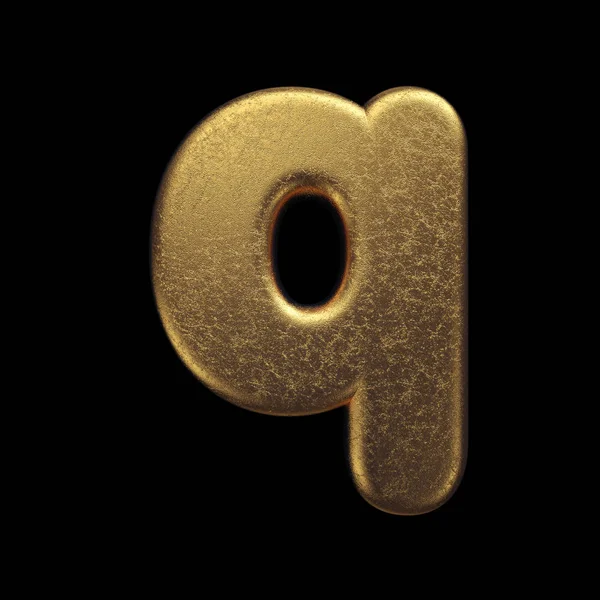 Gold letter Q - Lower-case 3d precious metal font - Suitable for fortune, business or luxury related subjects — Stock Photo, Image