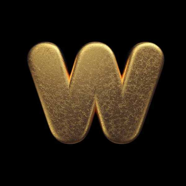 Gold letter W - Lower-case 3d precious metal font - Suitable for fortune, business or luxury related subjects — Stock Photo, Image