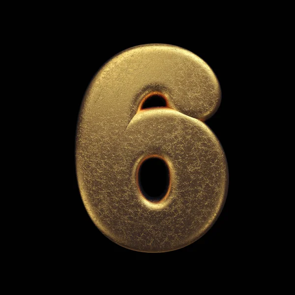 Gold number 6 -  3d precious metal digit - Suitable for fortune, business or luxury related subjects — 图库照片