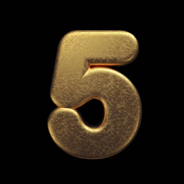 Gold number 5 -  3d precious metal digit - Suitable for fortune, business or luxury related subjects — Fotografia de Stock