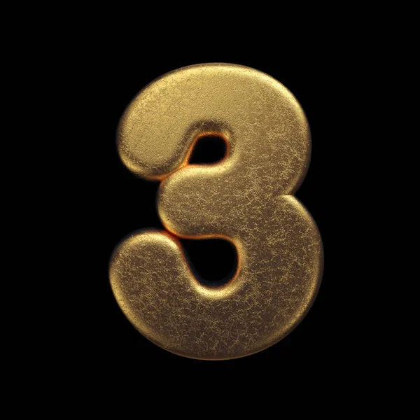 Gold number 3 -  3d precious metal digit - Suitable for fortune, business or luxury related subjects — Photo