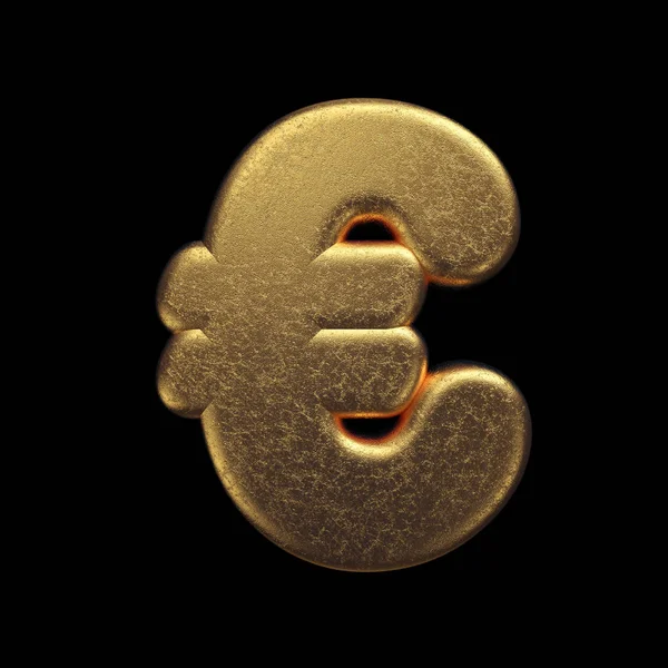 Signo de moneda en euros de oro - símbolo de metal precioso de negocios 3d - Adecuado para temas relacionados con la fortuna, negocios o lujo — Foto de Stock