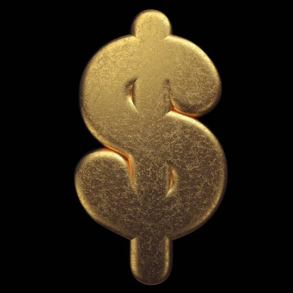 Signo de moneda de dólar de oro - Negocio 3d símbolo de metal precioso - Adecuado para la fortuna, negocios o temas relacionados de lujo — Foto de Stock