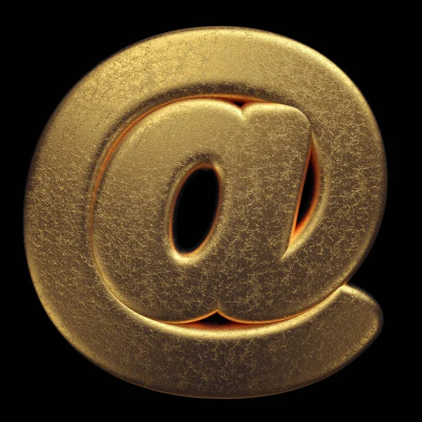 Gold email sign - 3d at sign precious metal symbol - Suitable for fortune, business or luxury related subjects — Stock Photo, Image