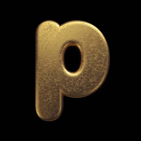 Gold letter P - Lowercase 3d precious metal font - Suitable for fortune, business or luxury related subjects Stock Photo