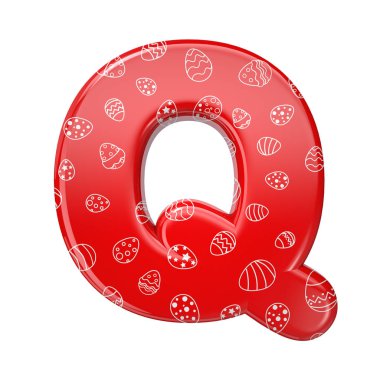 Paskalya yumurtası harf Q - büyük harf 3d kırmızı ve beyaz kutlama yazı - Paskalya, olaylar veya fest için uygun ile ilgili konular