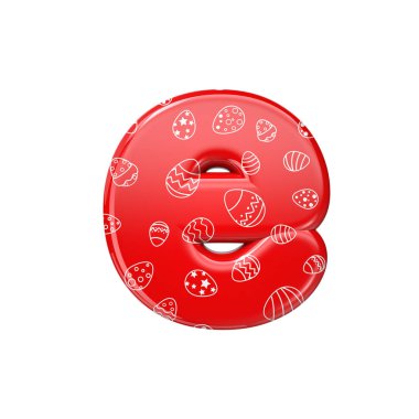 Paskalya yumurtası harf E - küçük 3d kırmızı ve beyaz kutlama yazı - Paskalya, olaylar veya fest için uygun konular ile ilgili