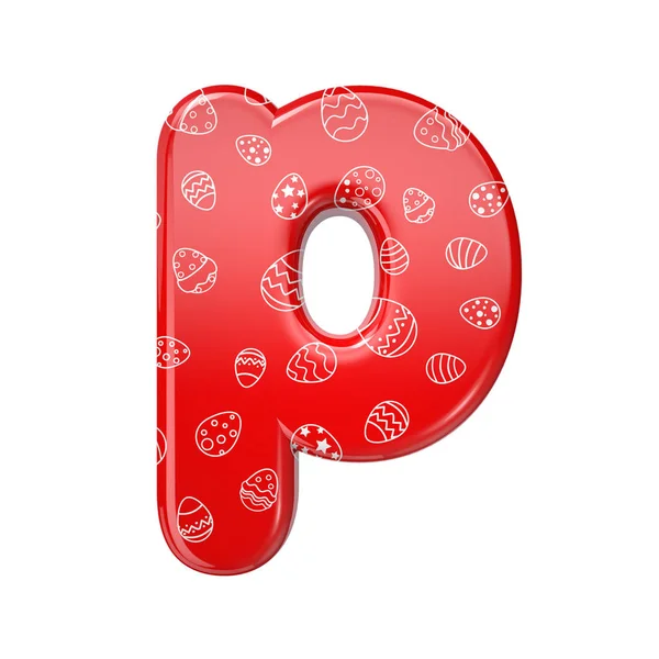Easter egg letter P - Lowercase 3d red and white celebration font - Suitable for Easter, events or fest related subjects