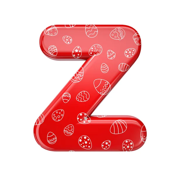 Easter egg letter Z - Upper-case 3d red and white celebration font - adequado para Páscoa, eventos ou assuntos relacionados a festos — Fotografia de Stock