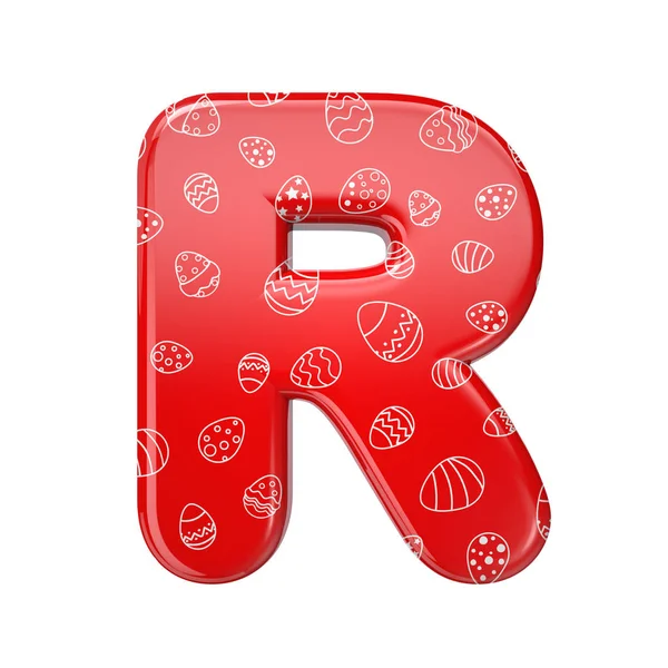 Paasei letter R - hoofdletters 3d rode en witte viering lettertype - geschikt voor Pasen, gebeurtenissen of fest gerelateerde onderwerpen — Stockfoto