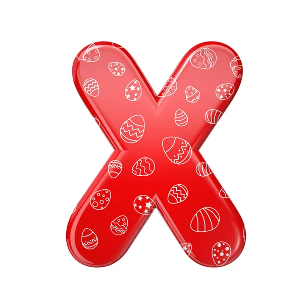 Easter egg letter X - Upper-case 3d red and white celebration font - adequado para Páscoa, eventos ou temas relacionados a festos — Fotografia de Stock