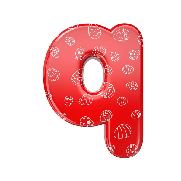 Easter egg letter Q - Lower-case 3d red and white celebration font - Suitable for Easter, events or fest related subjects